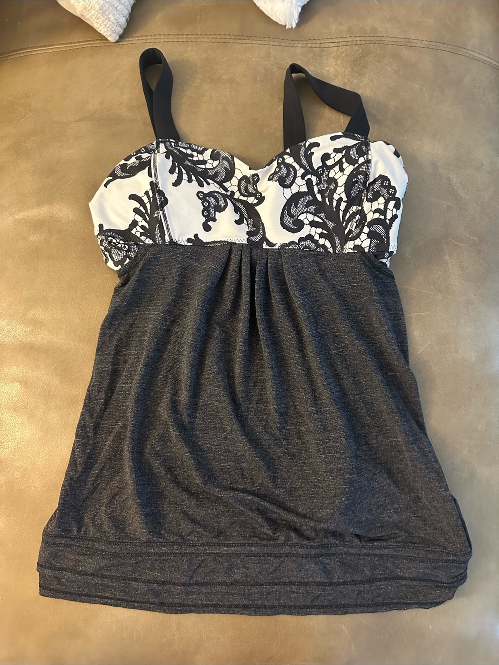 lululemon athletica Black & White Lace-Detail Athletic Camisole